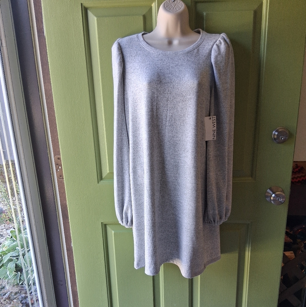 Nine West Heather Gray Long Sleeve Dress